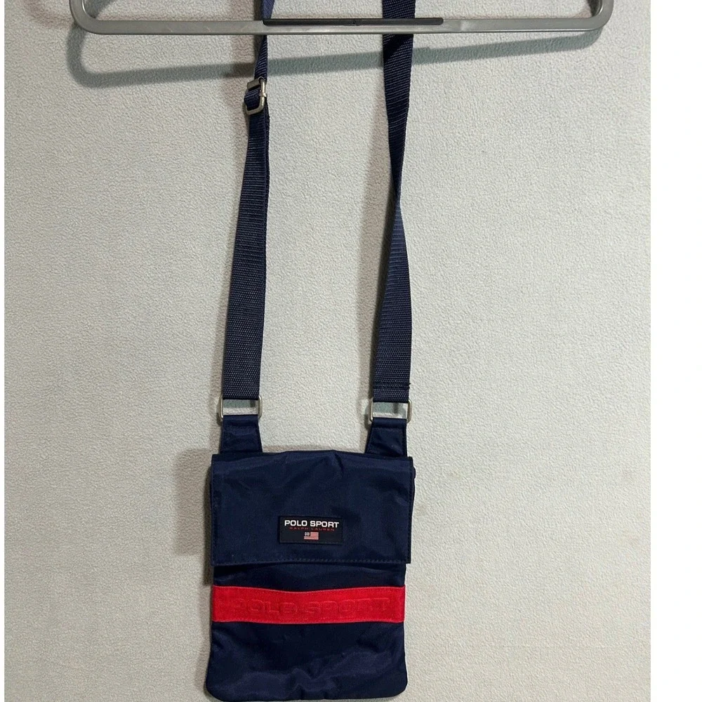Polo Sport Ralph Lauren Crossbody Bag Navy Blue Red Vintage 90s Nylon